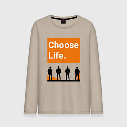 Лонгслив хлопковый мужской Choose Life, цвет: миндальный
