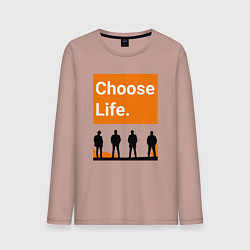 Лонгслив хлопковый мужской Choose Life, цвет: пыльно-розовый