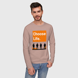 Лонгслив хлопковый мужской Choose Life, цвет: пыльно-розовый — фото 2