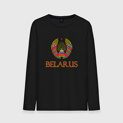 Лонгслив хлопковый мужской Герб Belarus цвета черный — фото 1