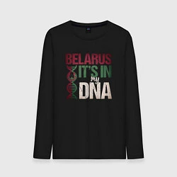 Лонгслив хлопковый мужской ДНК - Беларусь, цвет: черный