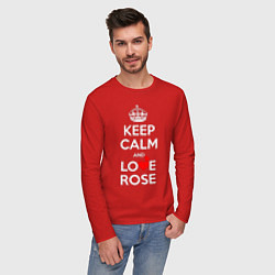 Лонгслив хлопковый мужской Будь спок и люби Розу, цвет: красный — фото 2