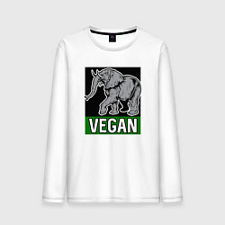 Лонгслив хлопковый мужской Vegan elephant, цвет: белый