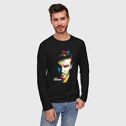 Лонгслив хлопковый мужской Дэвид Бекхэм, цвет: черный — фото 2