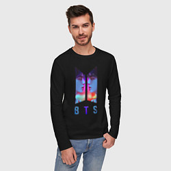 Лонгслив хлопковый мужской Logo BTS, цвет: черный — фото 2