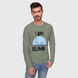 Лонгслив хлопковый мужской I AM SLIME, Я СЛИЗЬ, цвет: авокадо — фото 2