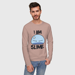 Лонгслив хлопковый мужской I AM SLIME, Я СЛИЗЬ, цвет: пыльно-розовый — фото 2