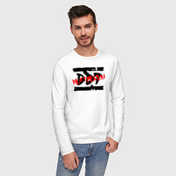 Лонгслив хлопковый мужской DDT НЕ СТРЕЛЯЙ!, цвет: белый — фото 2