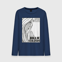 Лонгслив хлопковый мужской Billie Eilish, Happier Than Ev, цвет: тёмно-синий