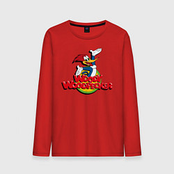 Лонгслив хлопковый мужской Дятел Вуди лого, цвет: красный