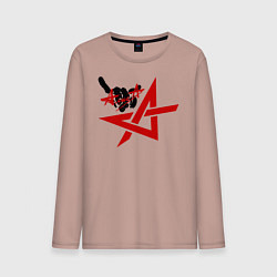 Лонгслив хлопковый мужской Алиса коза, цвет: пыльно-розовый