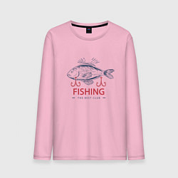 Лонгслив хлопковый мужской Лучший рыболовный клуб, цвет: светло-розовый