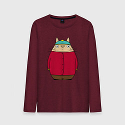 Лонгслив хлопковый мужской Totoro Cartman, цвет: меланж-бордовый