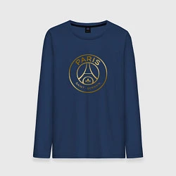 Лонгслив хлопковый мужской PSG GOLD LOGO ПСЖ ЗОЛОТО, цвет: тёмно-синий