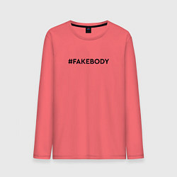 Лонгслив хлопковый мужской FAKEBODY мем тикток, цвет: коралловый