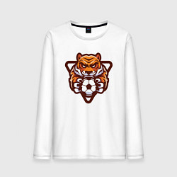 Лонгслив хлопковый мужской Football Tiger, цвет: белый
