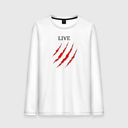 Лонгслив хлопковый мужской След от когтей, цвет: белый