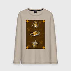 Лонгслив хлопковый мужской Три тигра, цвет: миндальный