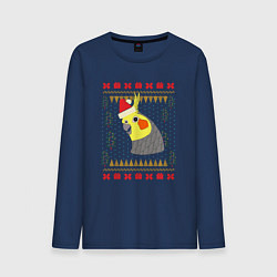 Лонгслив хлопковый мужской Рождественский свитер Корелла, цвет: тёмно-синий