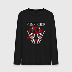 Лонгслив хлопковый мужской Панк Рок Punk Rock, цвет: черный