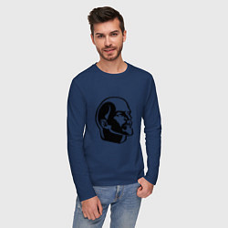 Лонгслив хлопковый мужской Ленин Владимир Ильич, цвет: тёмно-синий — фото 2