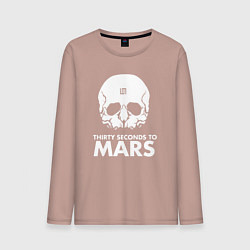 Лонгслив хлопковый мужской 30 Seconds to Mars белый череп, цвет: пыльно-розовый