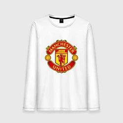 Лонгслив хлопковый мужской Манчестер Юнайтед логотип, цвет: белый