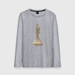 Лонгслив хлопковый мужской Шахматная фигура Белый король, цвет: меланж