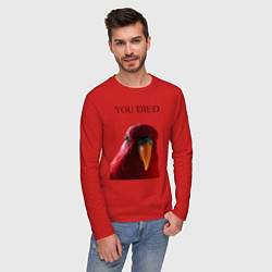 Лонгслив хлопковый мужской Красный попугай, цвет: красный — фото 2