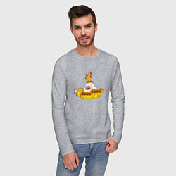 Лонгслив хлопковый мужской The Beatles Yellow Submarine в дудл стиле, цвет: меланж — фото 2