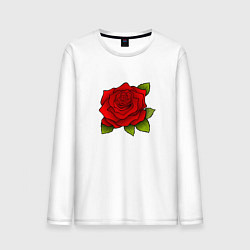 Лонгслив хлопковый мужской Красная роза Рисунок, цвет: белый