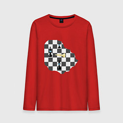 Лонгслив хлопковый мужской Шахматы в маске, цвет: красный
