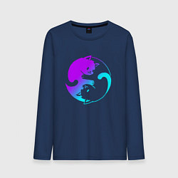 Мужской лонгслив ИНЬ ЯНЬ КОТИКИ В НЕОНЕ