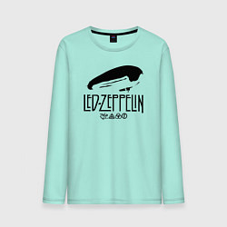 Лонгслив хлопковый мужской Дирижабль Led Zeppelin с лого участников цвета мятный — фото 1