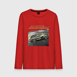 Лонгслив хлопковый мужской Lamborghini Motorsport sketch, цвет: красный