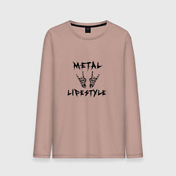 Лонгслив хлопковый мужской Металлика Metallica рок, цвет: пыльно-розовый