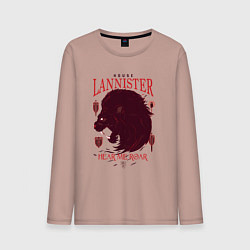 Лонгслив хлопковый мужской Hear me roar Lannister цвета пыльно-розовый — фото 1