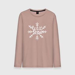 Лонгслив хлопковый мужской Snowflake Let it snow, цвет: пыльно-розовый