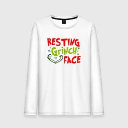 Лонгслив хлопковый мужской Resting Grinch Face Новогодний, цвет: белый
