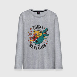 Лонгслив хлопковый мужской T-Rex Christmas, цвет: меланж