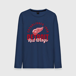 Лонгслив хлопковый мужской Detroit Red Wings Детройт Ред Вингз, цвет: тёмно-синий