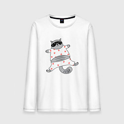 Лонгслив хлопковый мужской Кот в пижаме, цвет: белый