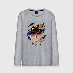 Лонгслив хлопковый мужской JOJOS BIZARRE ADVENTURE, ГЛАВНЫЙ ГЕРОЙ, цвет: меланж