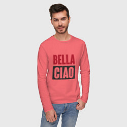 Лонгслив хлопковый мужской Bella Ciao - Money Heist, цвет: коралловый — фото 2