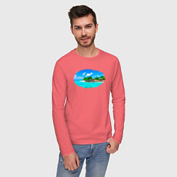 Лонгслив хлопковый мужской Пляж Bounty, цвет: коралловый — фото 2