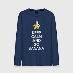 Лонгслив хлопковый мужской Keep calm and go banana, цвет: тёмно-синий