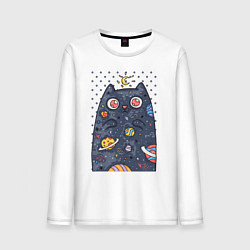 Лонгслив хлопковый мужской Лунный КотЭ, цвет: белый