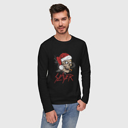 Лонгслив хлопковый мужской SLAYER SKULL SANTA NEW YEAR, цвет: черный — фото 2