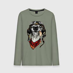 Лонгслив хлопковый мужской Biker dog, цвет: авокадо