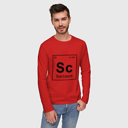 Лонгслив хлопковый мужской САРКАЗМ - SARCASM, Sc Таблица Менделеева, цвет: красный — фото 2
